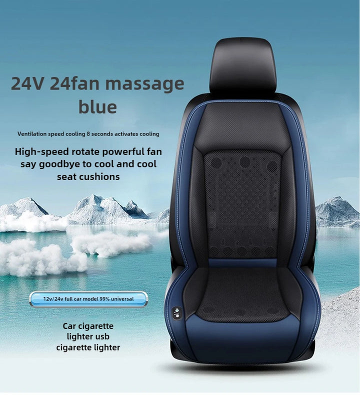 12V 24V Car Ventilated Seat Cushion with Fan Massage Function Auto Start Stop Cooling Fan Pad for Vehicle Seat Comfort