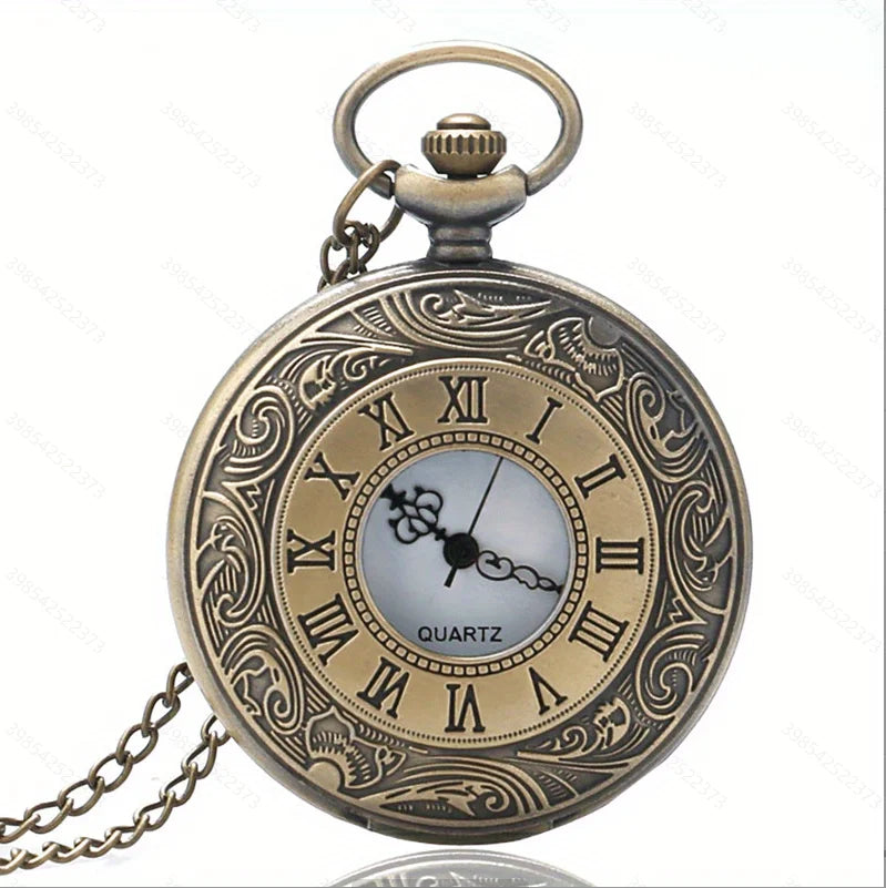 Vintage Roman Numeral Quartz Pocket Watch