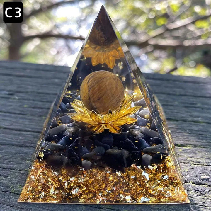 6cm Energy Pyramid Orgonite with Natural Amethyst Ball