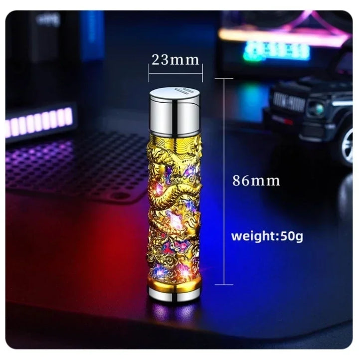 2024 Metal 3D Relief Dragon Lighter Windproof Butane Turbo Red Flame Portable Lighter Cigarette Accessories Trendy Men's Gift