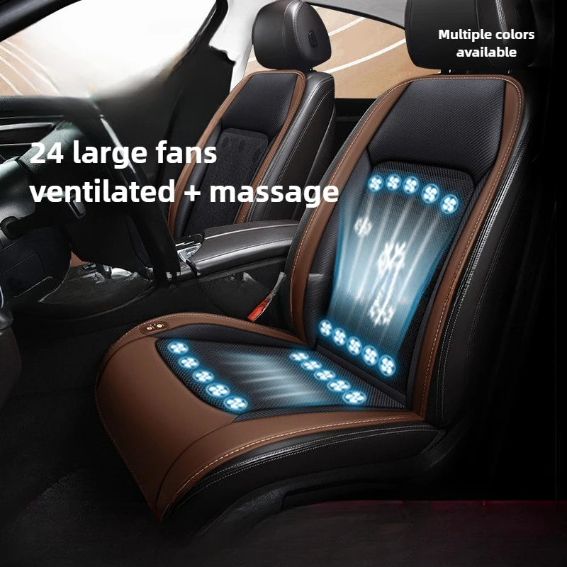 12V 24V Car Ventilated Seat Cushion with Fan Massage Function Auto Start Stop Cooling Fan Pad for Vehicle Seat Comfort