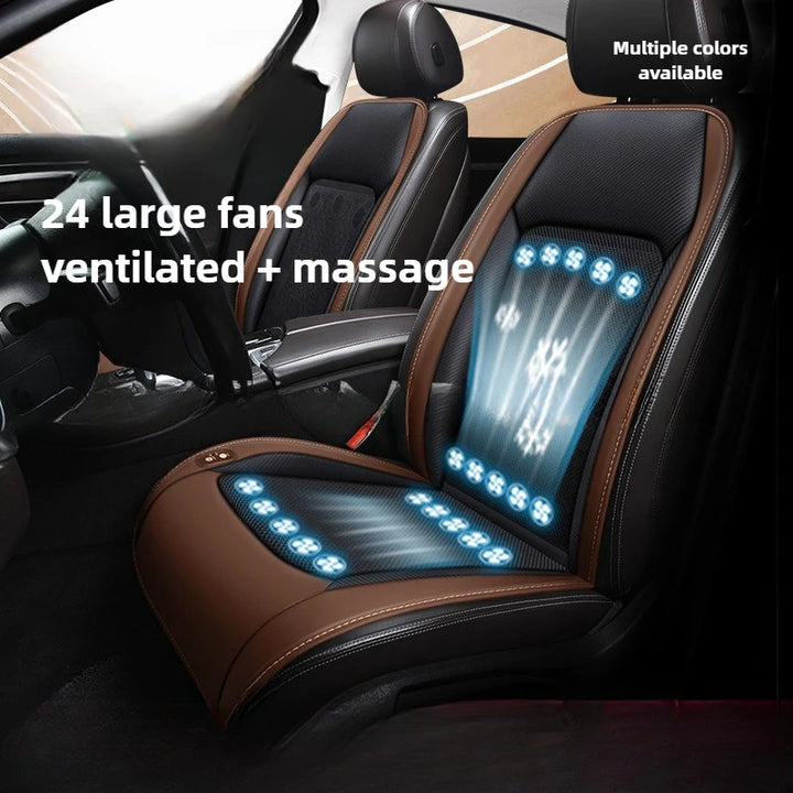 12V 24V Car Ventilated Seat Cushion with Fan Massage Function Auto Start Stop Cooling Fan Pad for Vehicle Seat Comfort