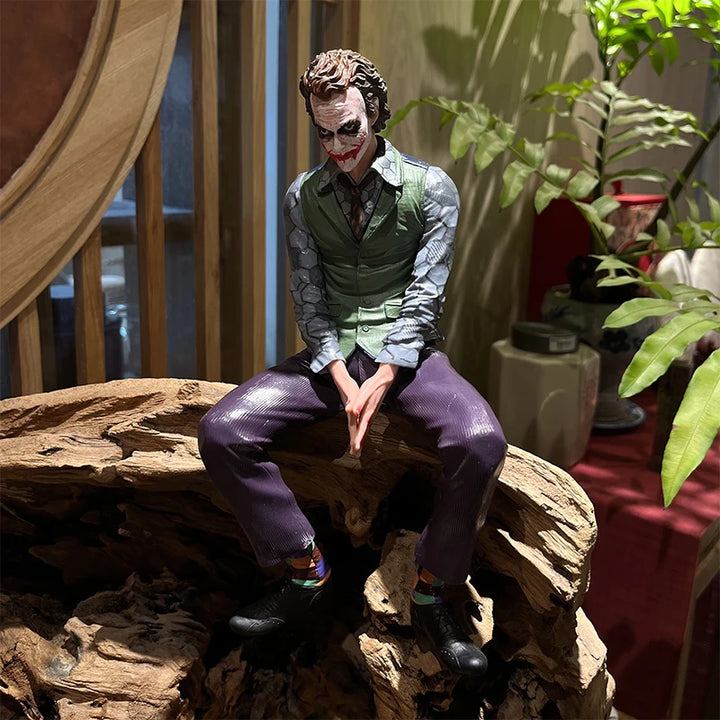 24cm Dc  Joker Figure Ornament Heath Ledger Sitting Posture Figures Car Doll Tail And Roof Pendant Model Statue Collectable