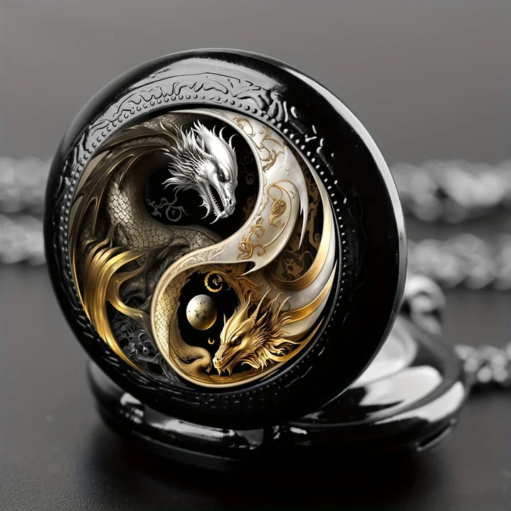 Vintage Two Dragon Moon Pocket Watch