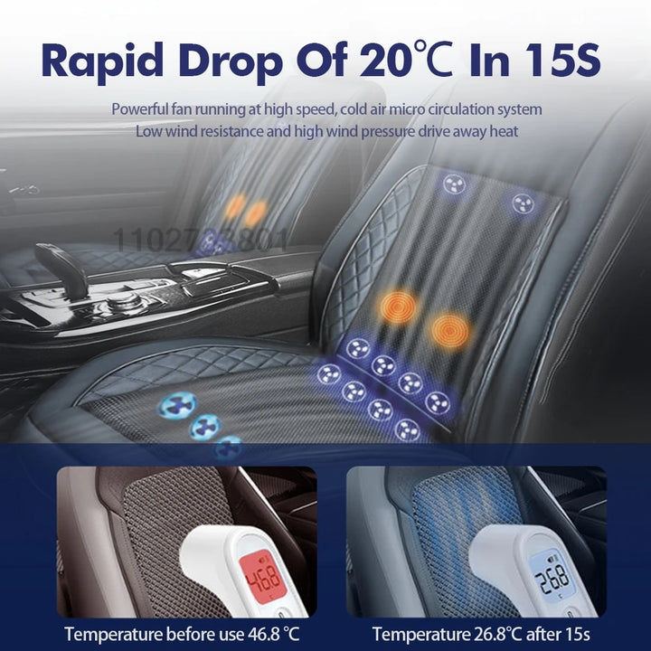 DC 12V Car Seat Summer Cool Air Seat Cushion USB Fan Fast Blowing Ventilation Cooling Seat Auto On Off Massage Car Seat Cushion