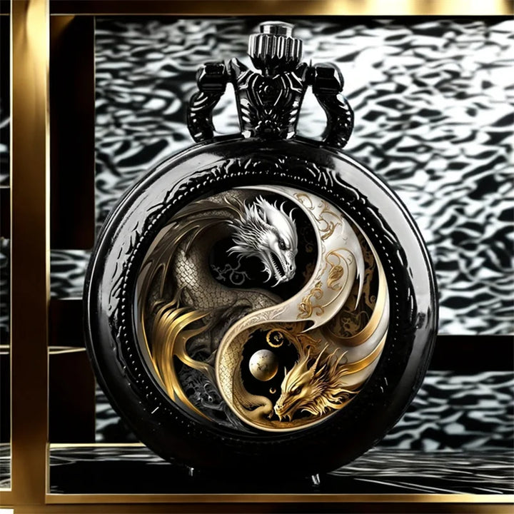 Vintage Two Dragon Moon Pocket Watch