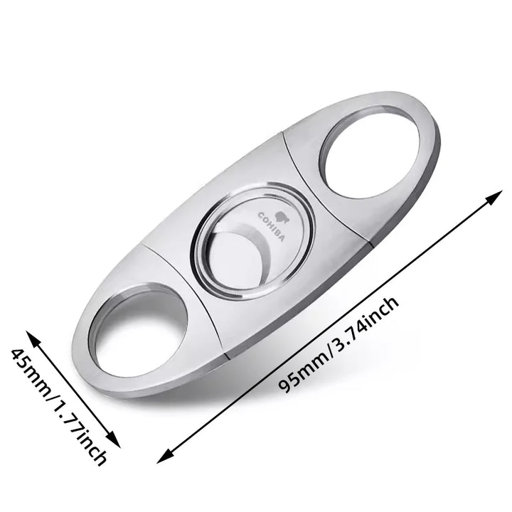 Cigar Cutter, Stainless Steel Double Cut Cigar Punch, Floral Engraving Cutters for Men - Engrave Smoking