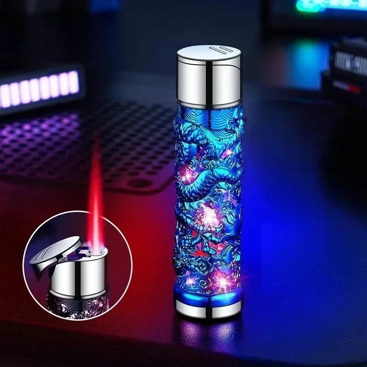 2024 Metal 3D Relief Dragon Lighter Windproof Butane Turbo Red Flame Portable Lighter Cigarette Accessories Trendy Men's Gift