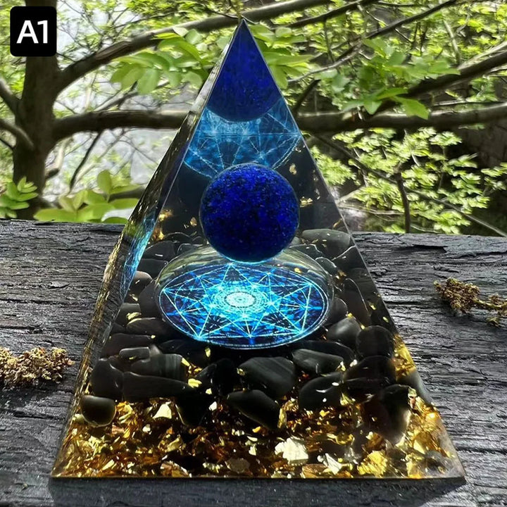 6cm Energy Pyramid Orgonite with Natural Amethyst Ball
