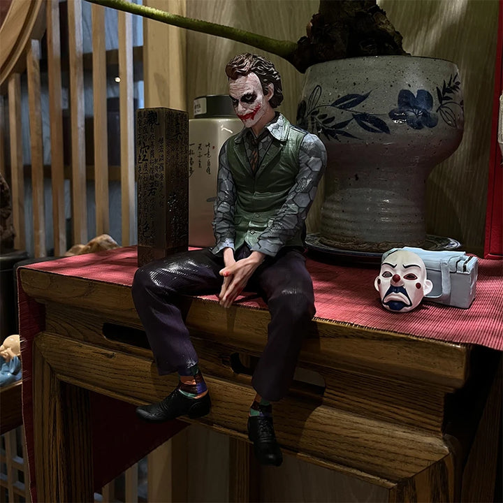 24cm Dc  Joker Figure Ornament Heath Ledger Sitting Posture Figures Car Doll Tail And Roof Pendant Model Statue Collectable