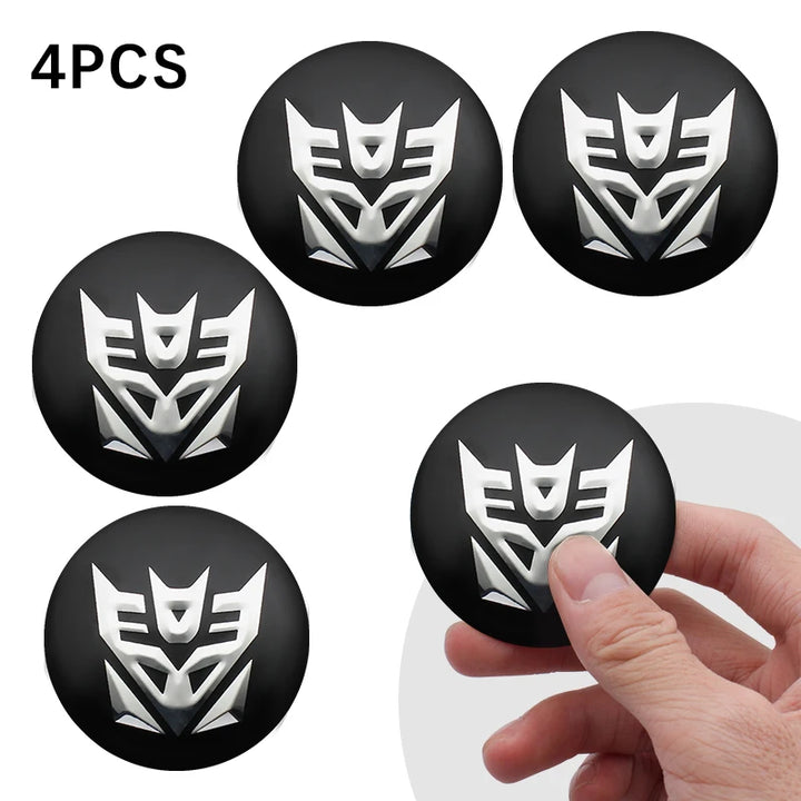 4Pcs 56mm Car Styling Transformers Decepticon Emblem Badge Sticker Car Wheel Hub Center Caps Rim Cover Stickers Auto Accessories