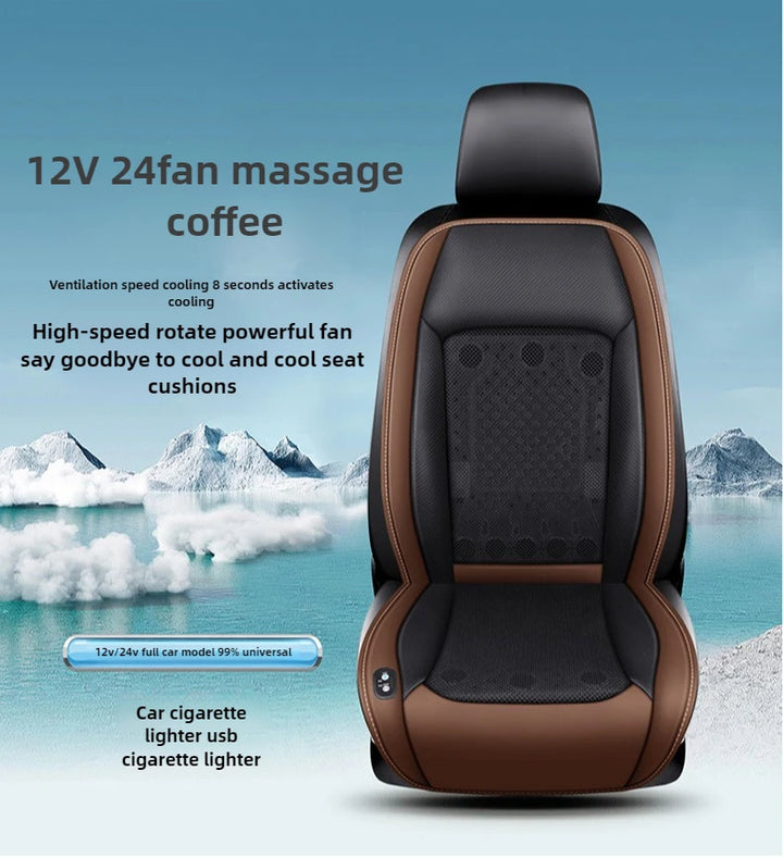 12V 24V Car Ventilated Seat Cushion with Fan Massage Function Auto Start Stop Cooling Fan Pad for Vehicle Seat Comfort