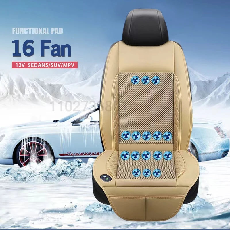 DC 12V Car Seat Summer Cool Air Seat Cushion USB Fan Fast Blowing Ventilation Cooling Seat Auto On Off Massage Car Seat Cushion