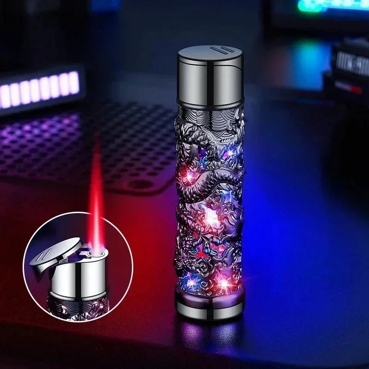 2024 Metal 3D Relief Dragon Lighter Windproof Butane Turbo Red Flame Portable Lighter Cigarette Accessories Trendy Men's Gift