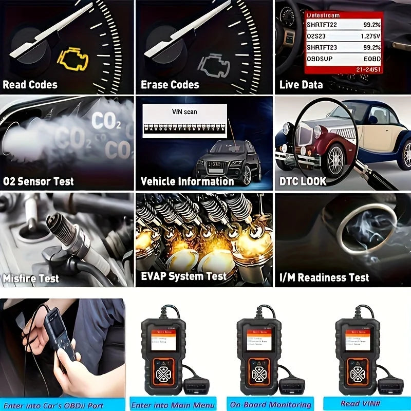 Car OBD2 Scanner Diagnostic Tool Code Reader, Car Voltage Tester Engine Fault Code Scanner, Charging Tester Diagnostic cy3001B