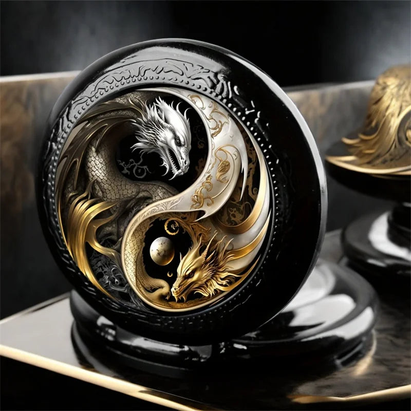 Vintage Two Dragon Moon Pocket Watch
