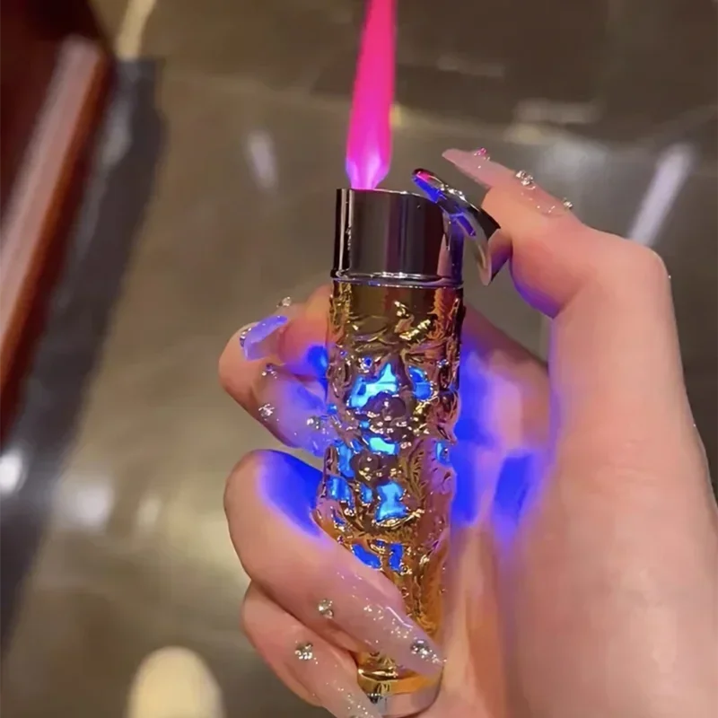 2024 Metal 3D Relief Dragon Lighter Windproof Butane Turbo Red Flame Portable Lighter Cigarette Accessories Trendy Men's Gift